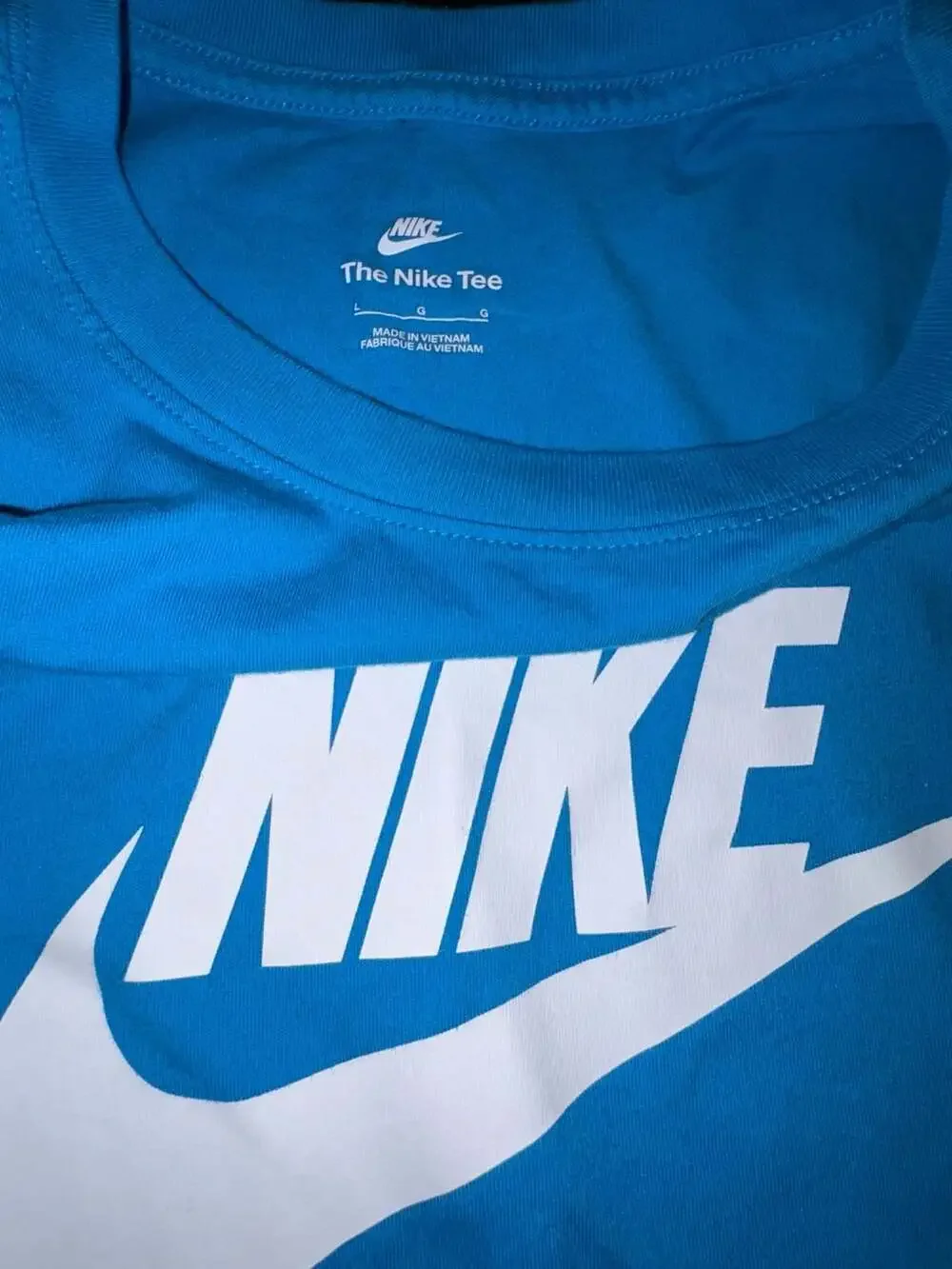 Nike Tee Size L Blue White Logo T-Shirt Big Kids Large